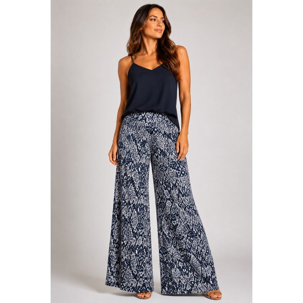 Iman Wide Leg Boho Print Pants Stretch Jersey Knit XS Flowy Lounge